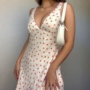 Zara Vneck Satin Strawberry Dress